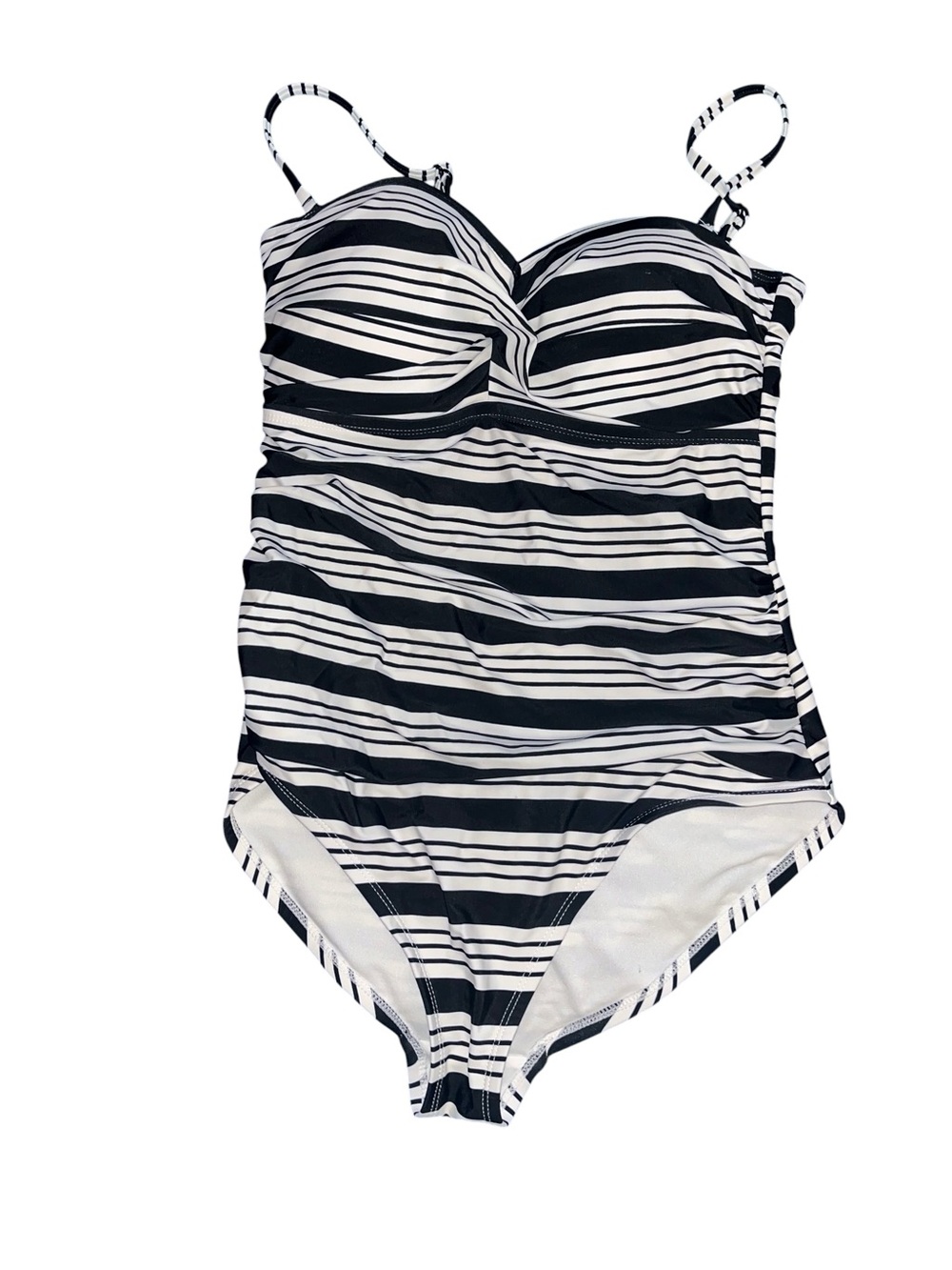 Catalina Black & White Striped Women's One-Piece Swim Bodysuit